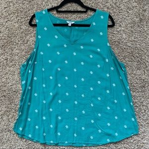 Sonoma Aqua Blue Sea Turtle Print V-neck Tank